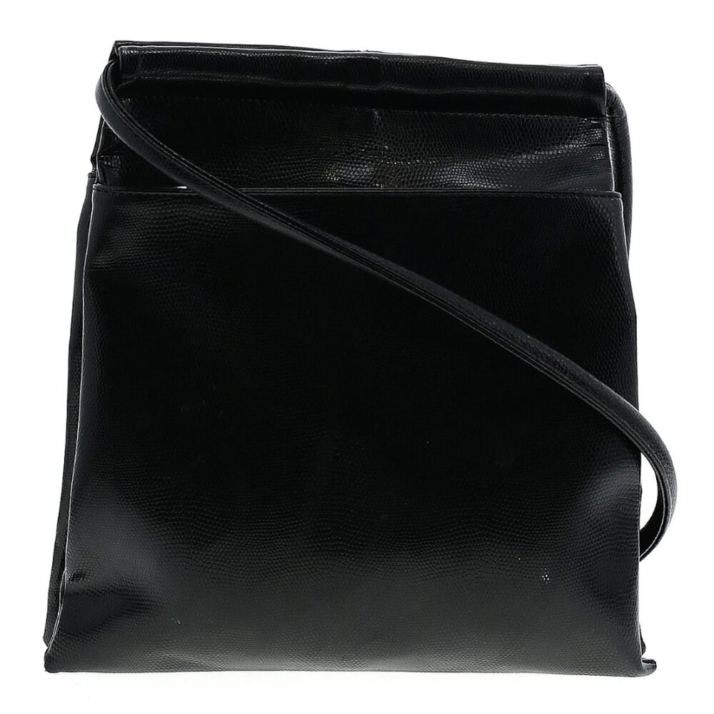 Tuci Italia Black Leather Reptile Crossbody Bag
